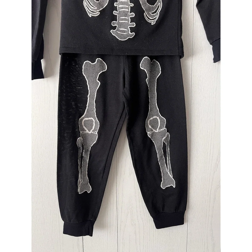 Vintage 1980's Halloween SKELETON PAJAMAS UNISEX PJ'S 6/7 Costume Pj's Karate
